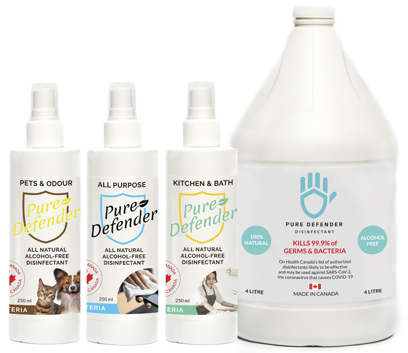 Pure Defender disinfectant products group